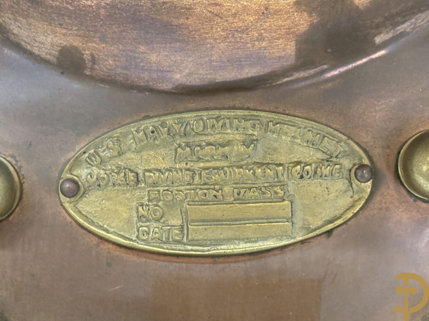 Koperen replica duikershelm