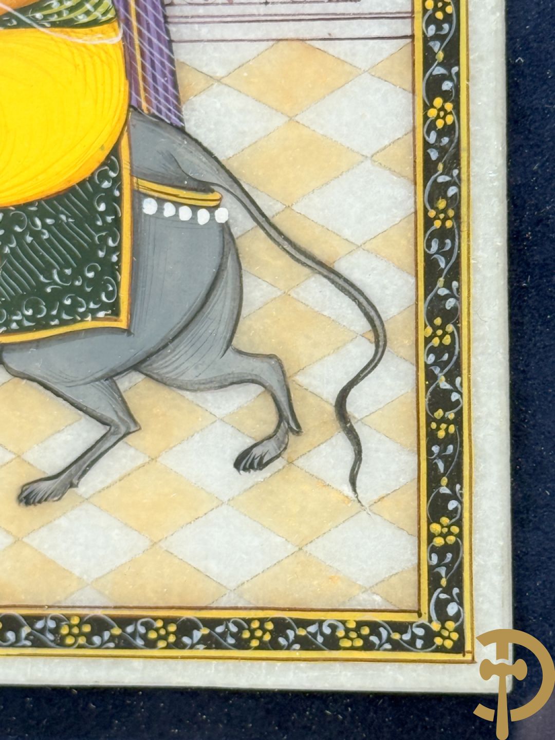 Zes Indische geanimeerde tekeningen van goden en liefdesscènes op gesteente