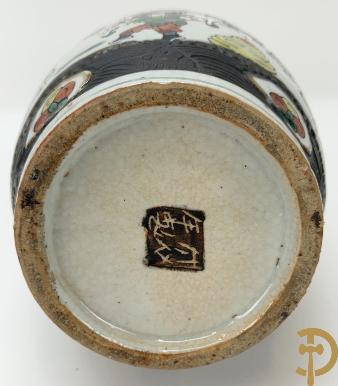 Paar Nankin vazen met krijgerdecor