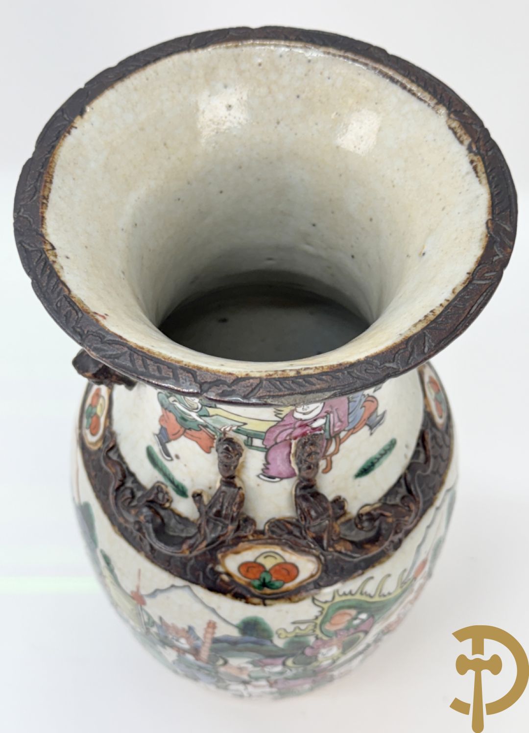 Paar Nankin vazen met krijgerdecor