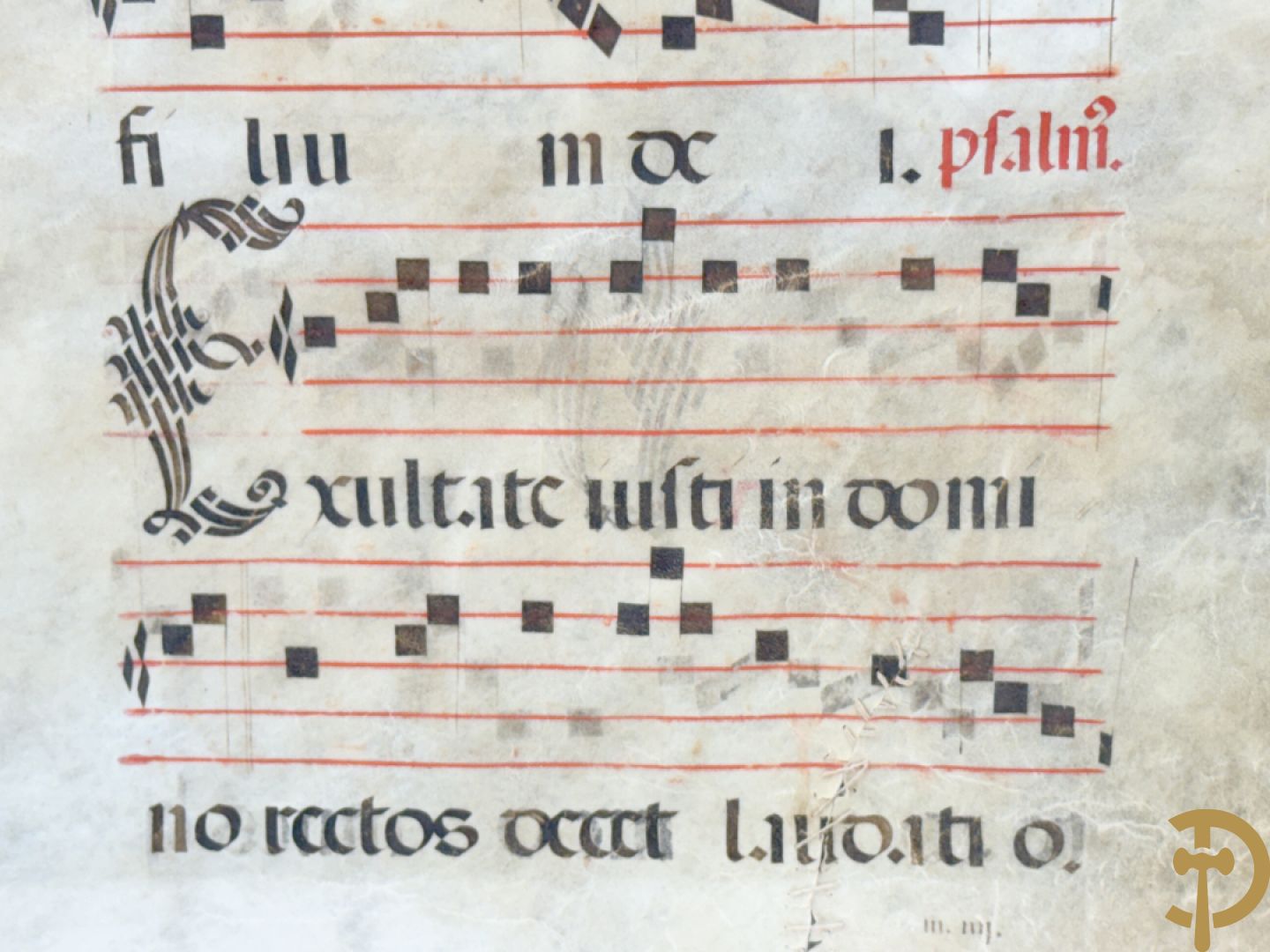 Perkamenten uittreksel uit een gezangenboek met Latijnse gekaligrafeerde letter