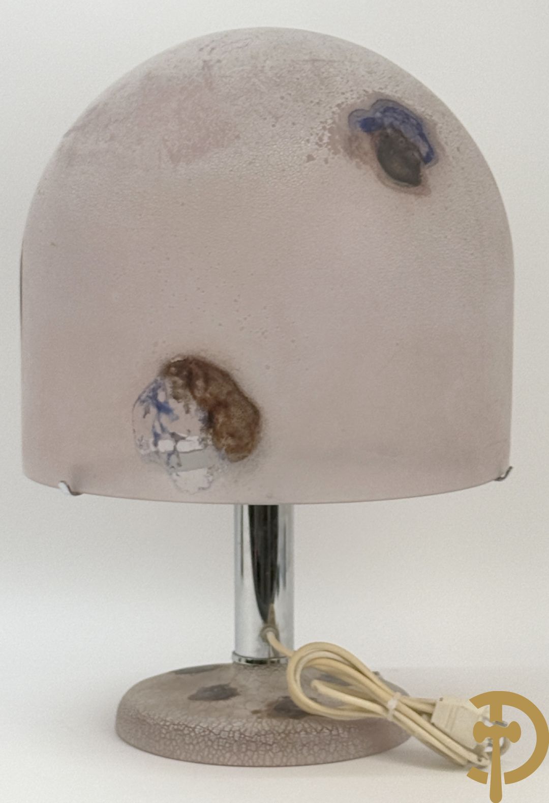 Tafellampadaire in geïriseerd kleurig glas met chromé afwerking, BARDINI getekend