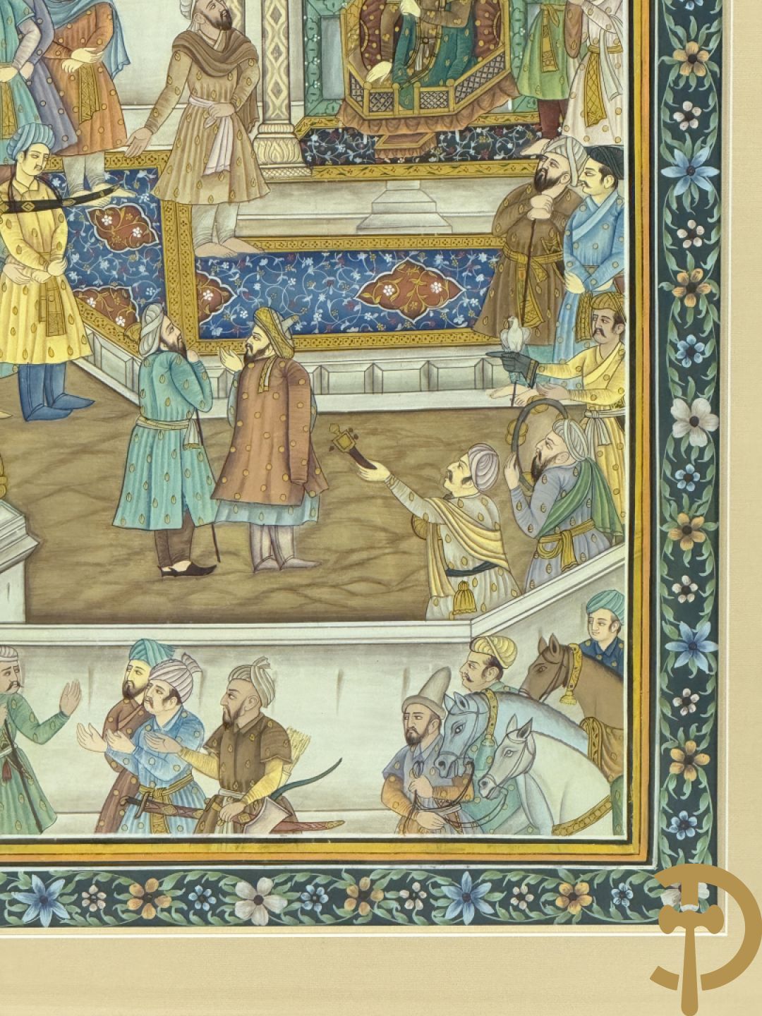 Drie Indische handgekleurde, geaquarelleerde en geanimeerde scènes