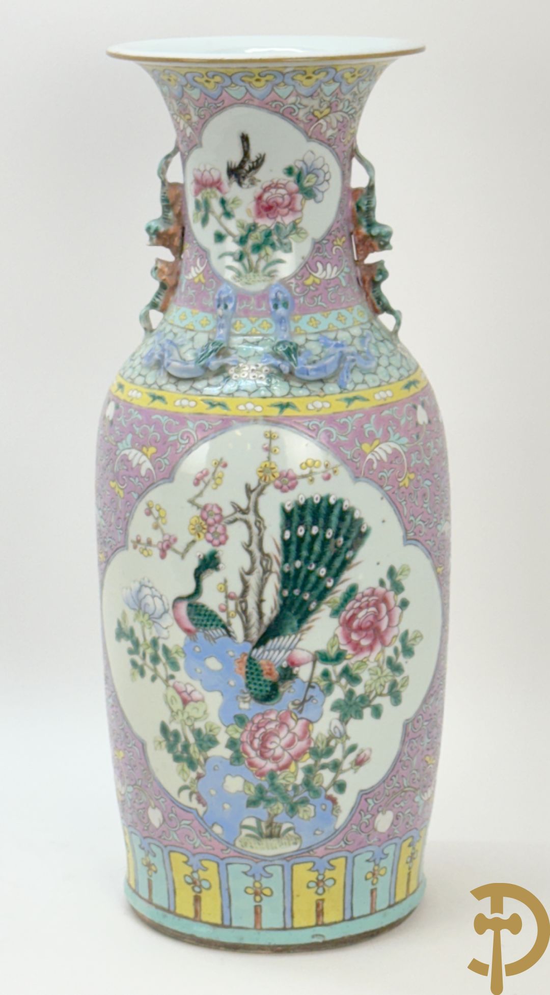 Chinese porseleinen vaas met vogel- en bloemendecor