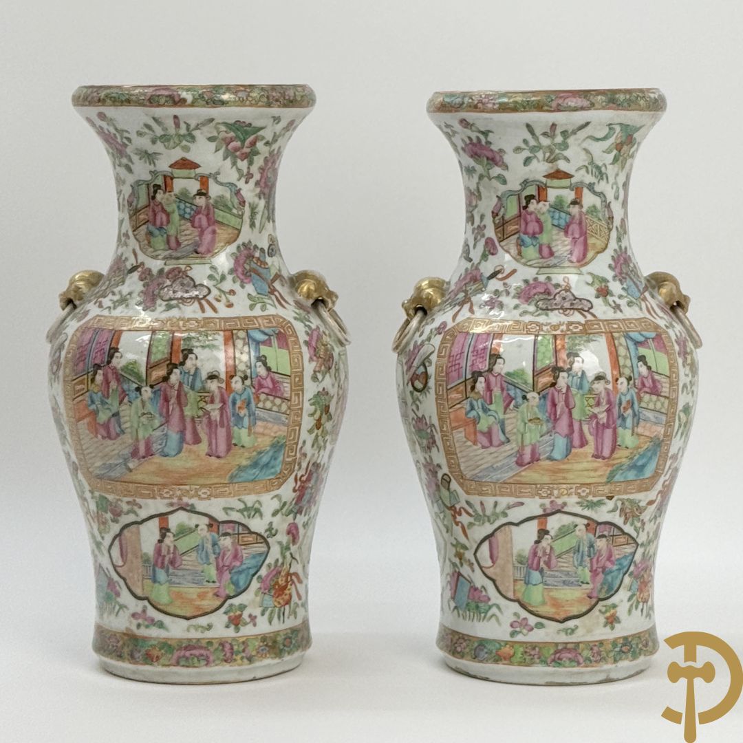 Paar Chinese porseleinen Kanton vazen