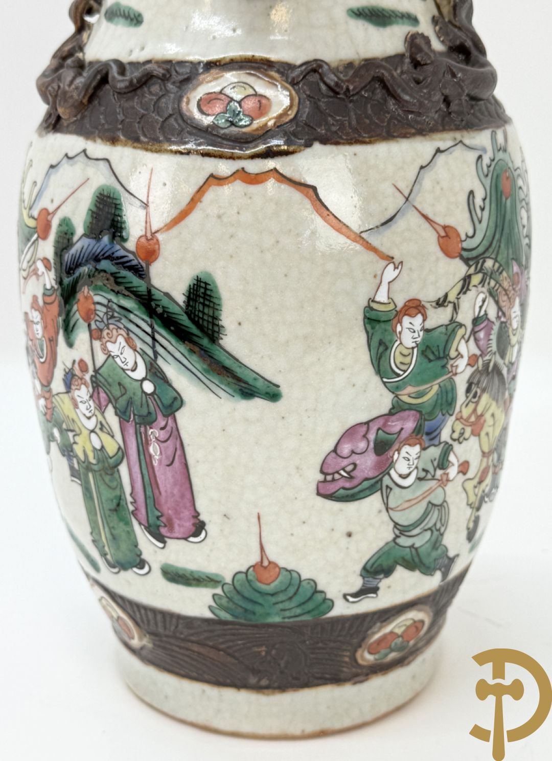 Paar Nankin vazen met krijgerdecor