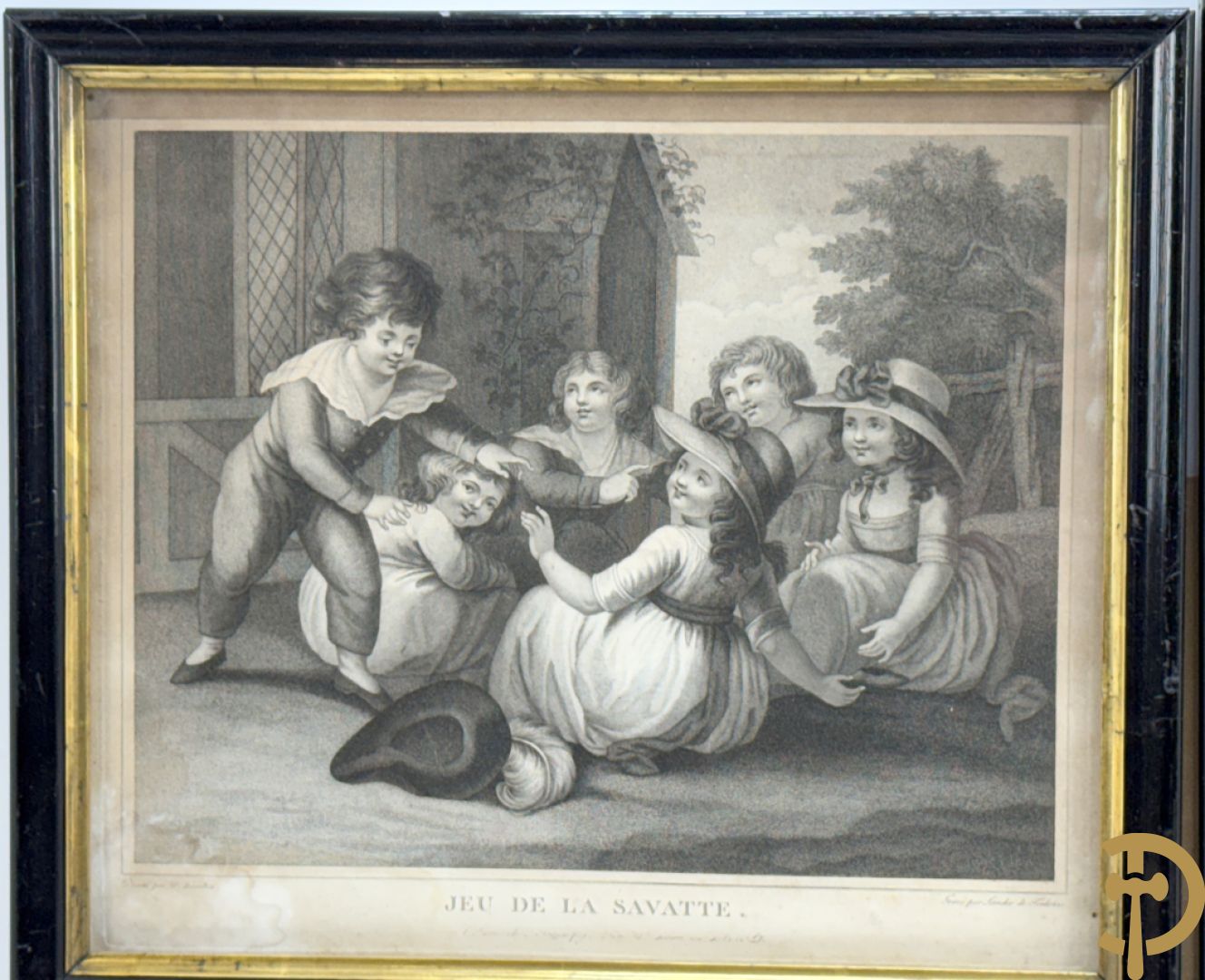 Zes oude gravures met kinderthema