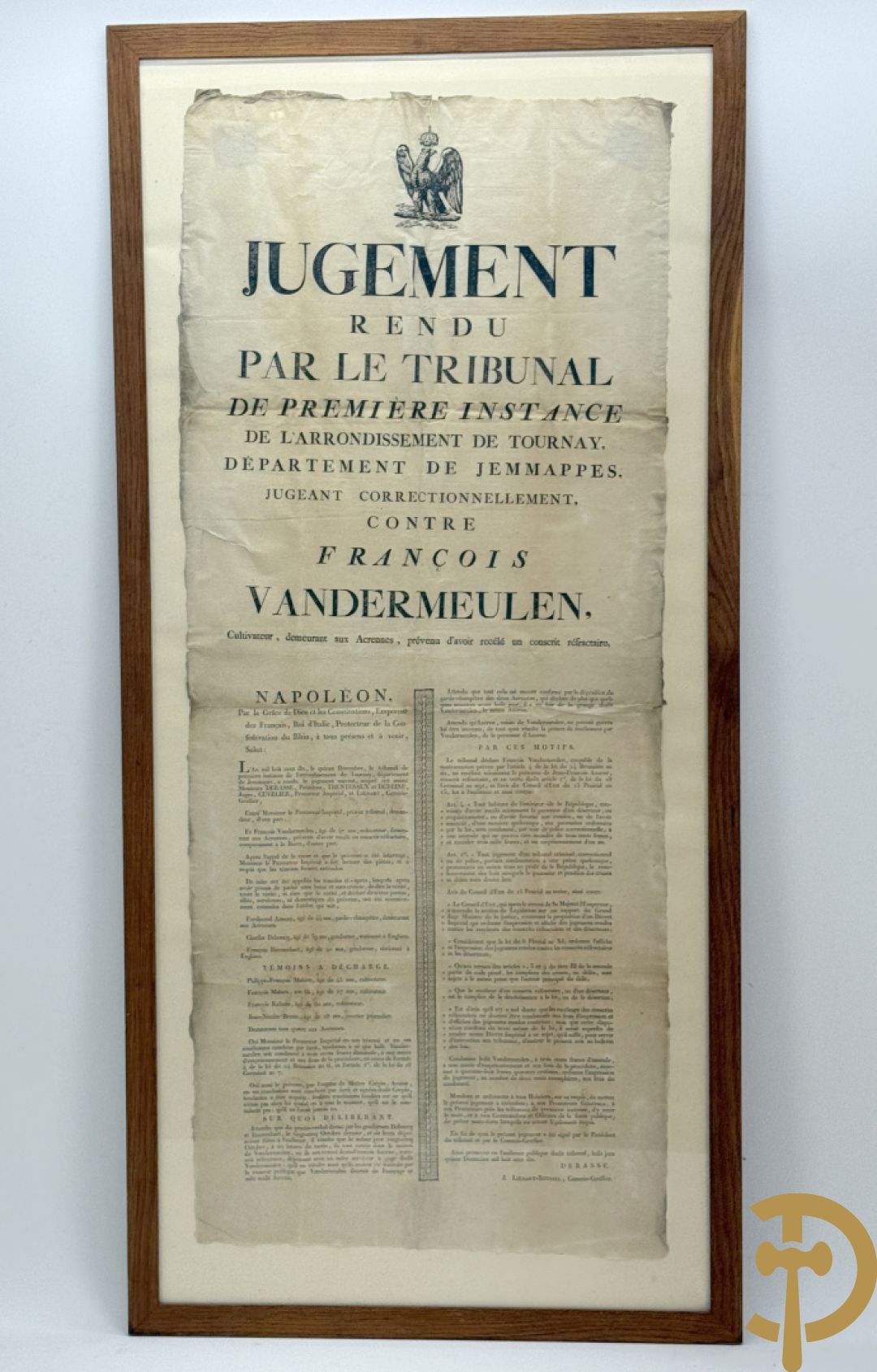Antiek document uit de Empire periode 