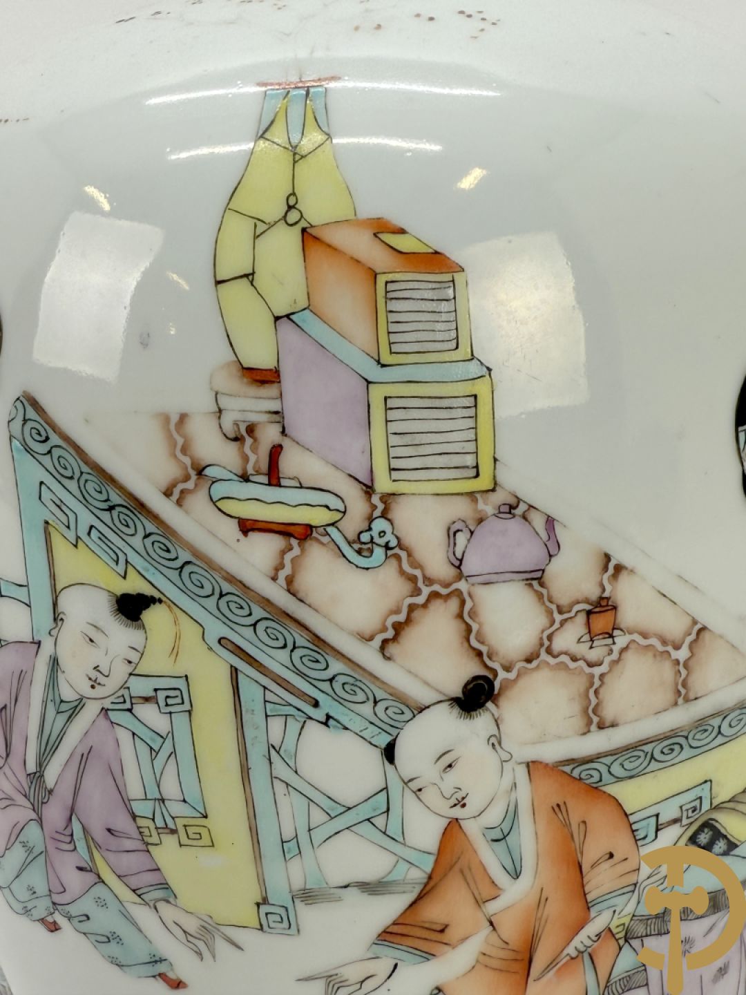 Chinese porseleinen dekselpotiche met vogel- en bloemendecor + Chinese porseleinen dekselkom met bloemen- en vogeldecor