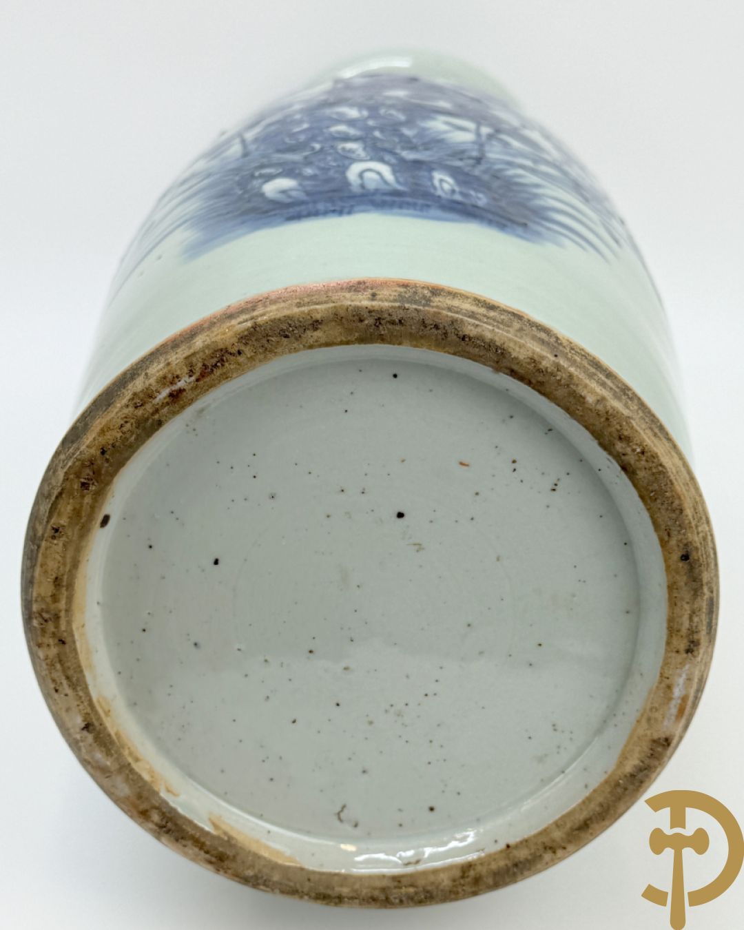 Chinese porseleinen blauw/wit vaas met bloemen en vogeldecor