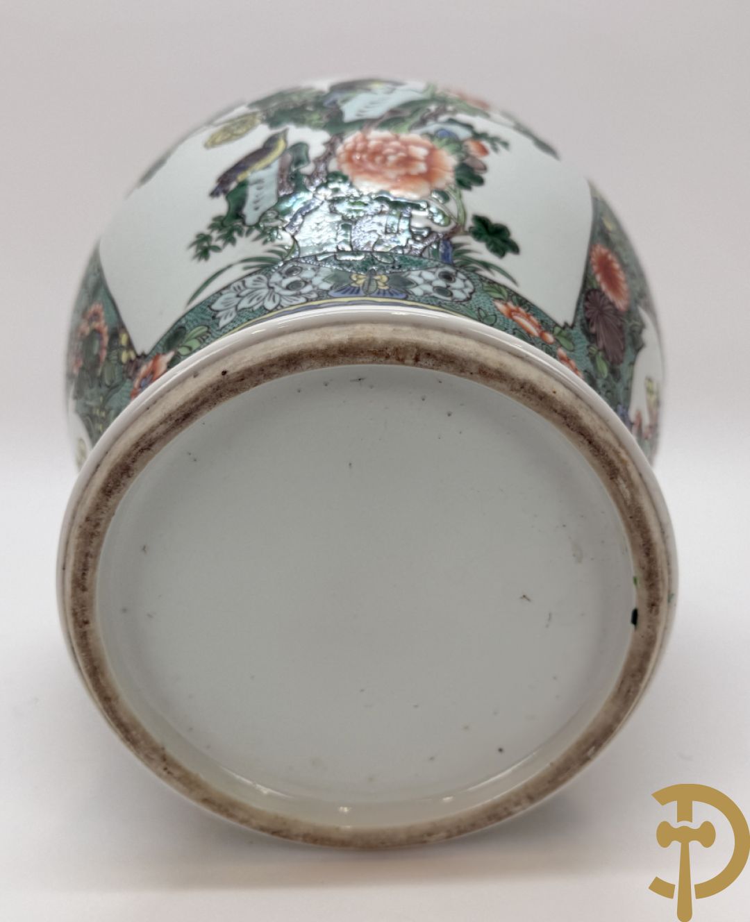 Chinese porseleinen dekselvaas met bloemen- en vogeldecor