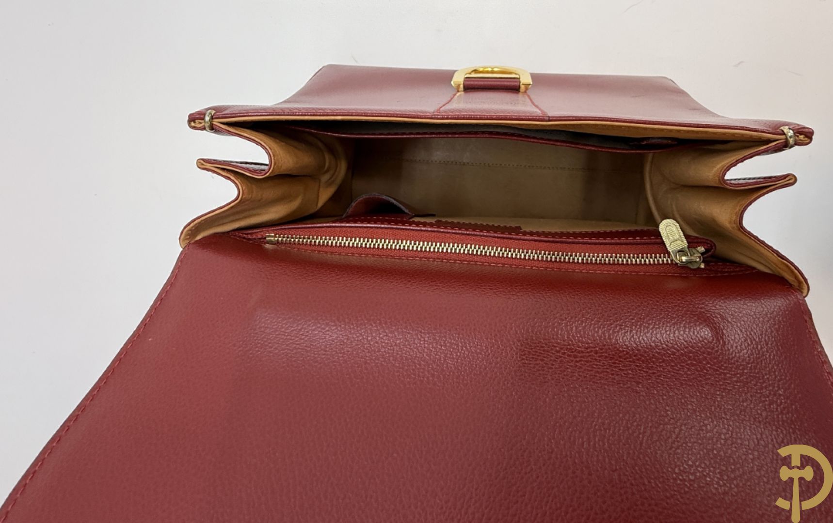 Bordeaux lederen handtas, geldbeugel, kaarthouder en portemonnee, Delvaux, model brillant