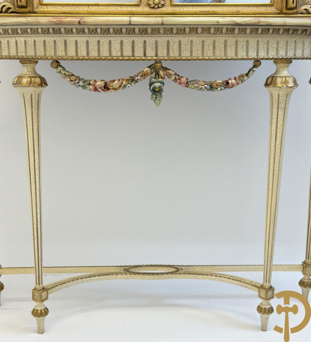 Console + gepolychromeerde spiegel, Louis XVI stijl