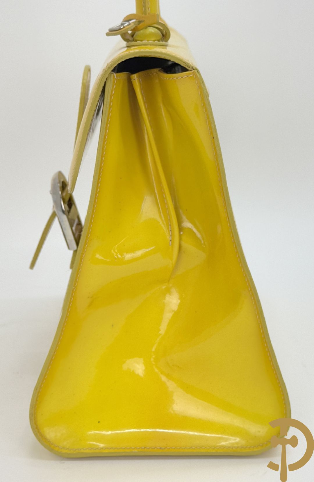 Unieke handtas Delvaux in fluo geel, model Brillant, gelimiteerde en genummerde serie 8/10, mode 2001 Landed - ontwerp van Walter Van Beirendonck uit 2001