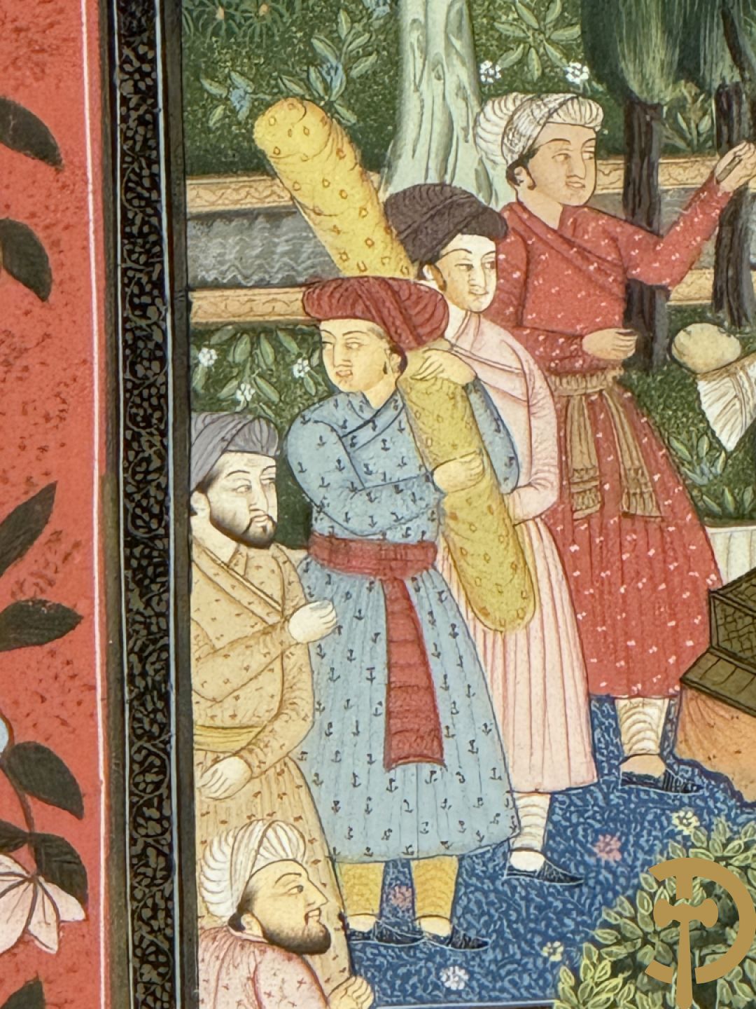 Drie Indische handgekleurde, geaquarelleerde en geanimeerde scènes