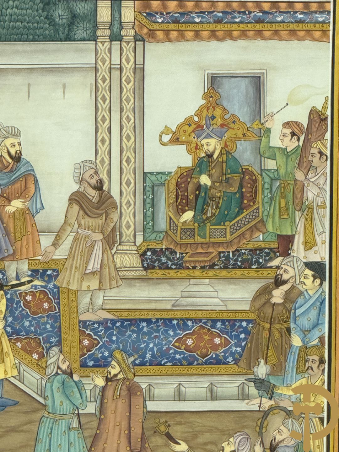 Drie Indische handgekleurde, geaquarelleerde en geanimeerde scènes