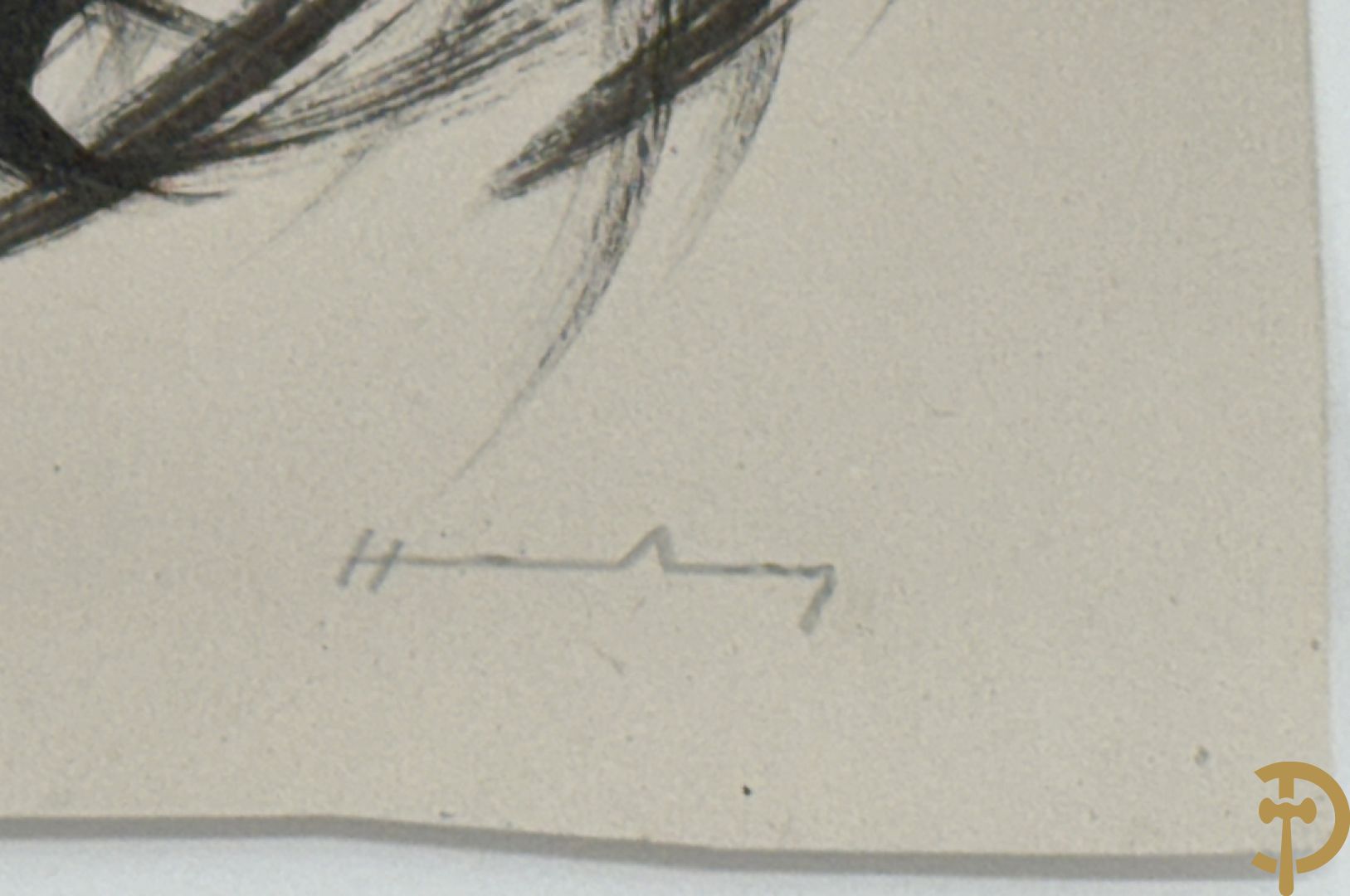 HARTUNG (Hans) getekend Moderne abstracte inkttekening + modern abstract werk inkttekening