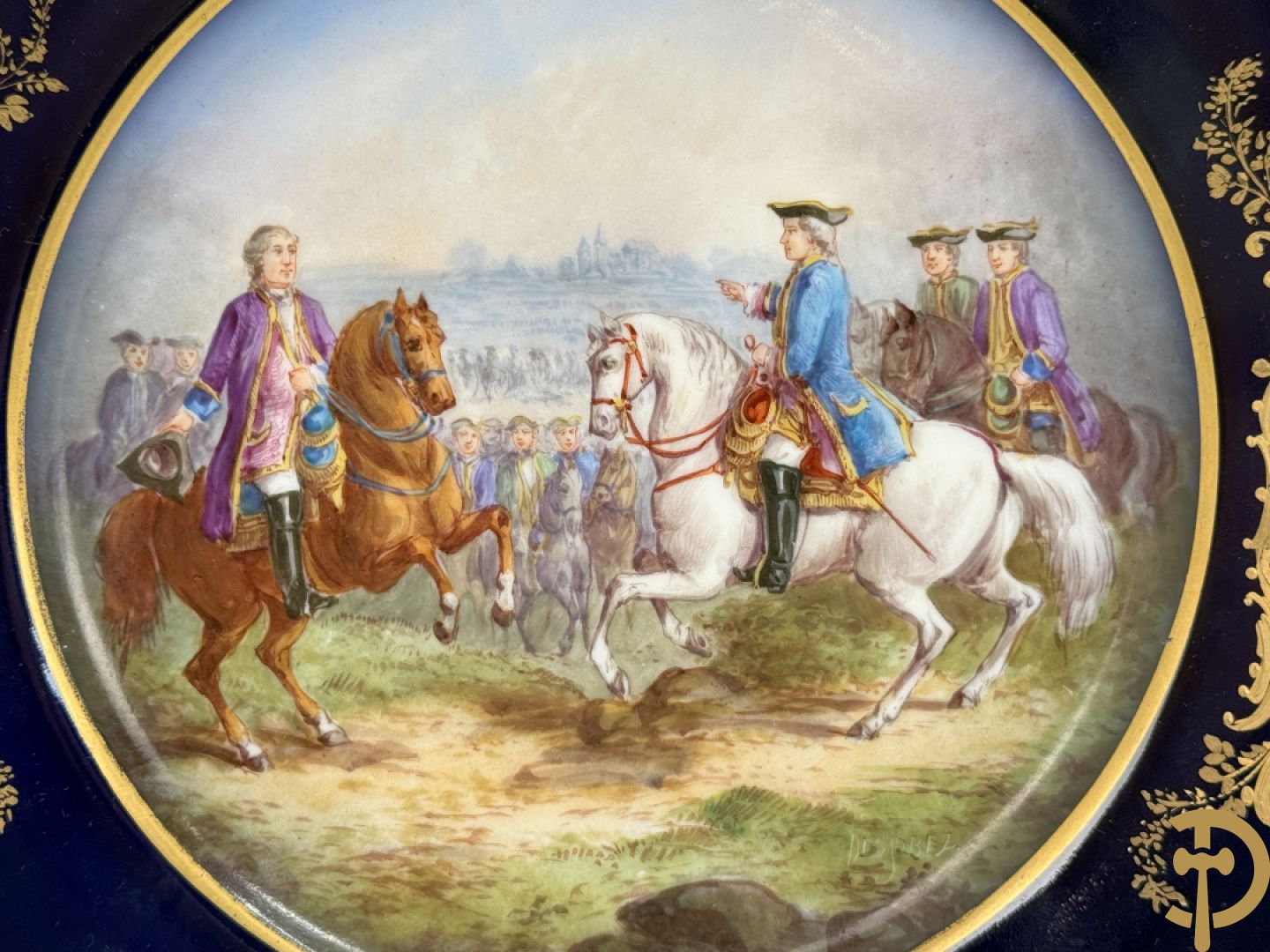 Paar handbeschilderde porseleinen Sèvres borden 