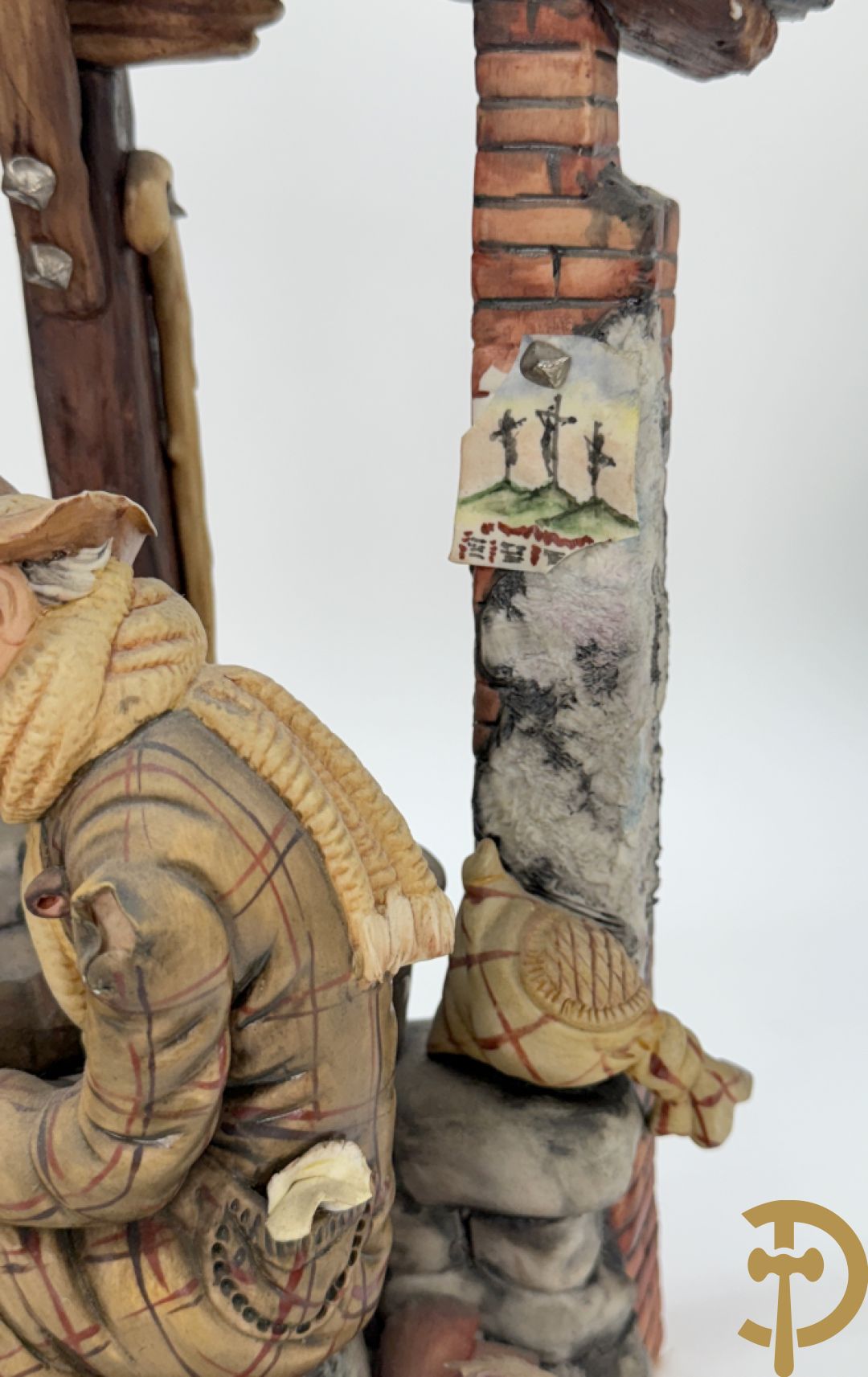 Zes porseleinen groepen Capo di Monte : Paarden met koets, oude man op bank, dame met kinderen, cupido