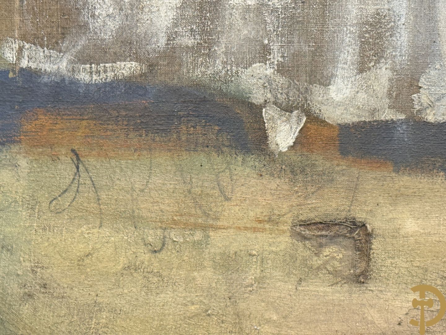 Onleesbaar getekend links onder 