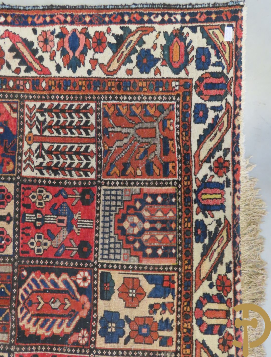 Oosters handgeknoopt tapijt met patronen + Oosterse handgeknoopte loper + kamelenmat