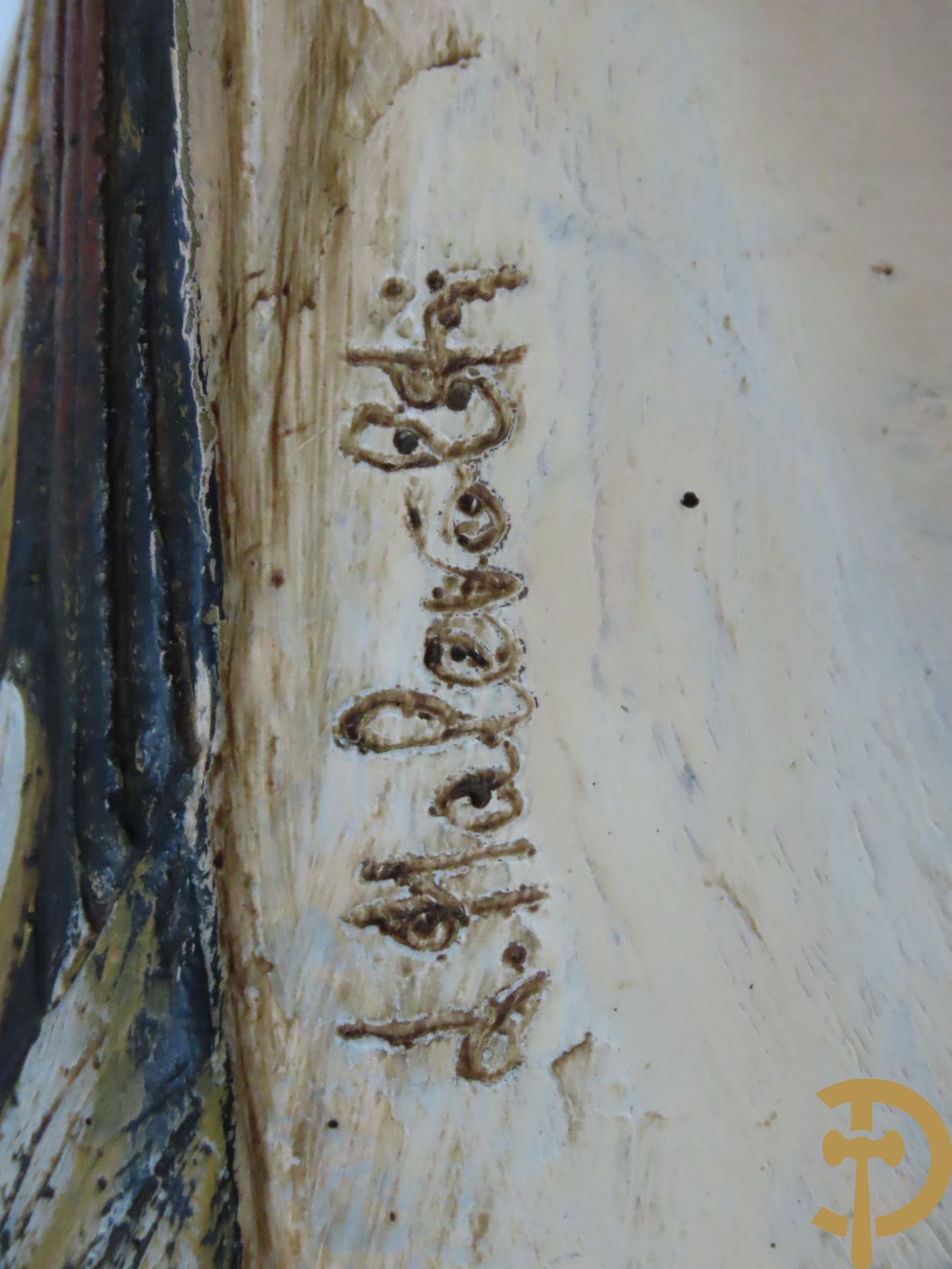 Kunstzinnige wulp met koperen snavel en beschilderd komposiet lijf, Malevolti Elli gemerkt