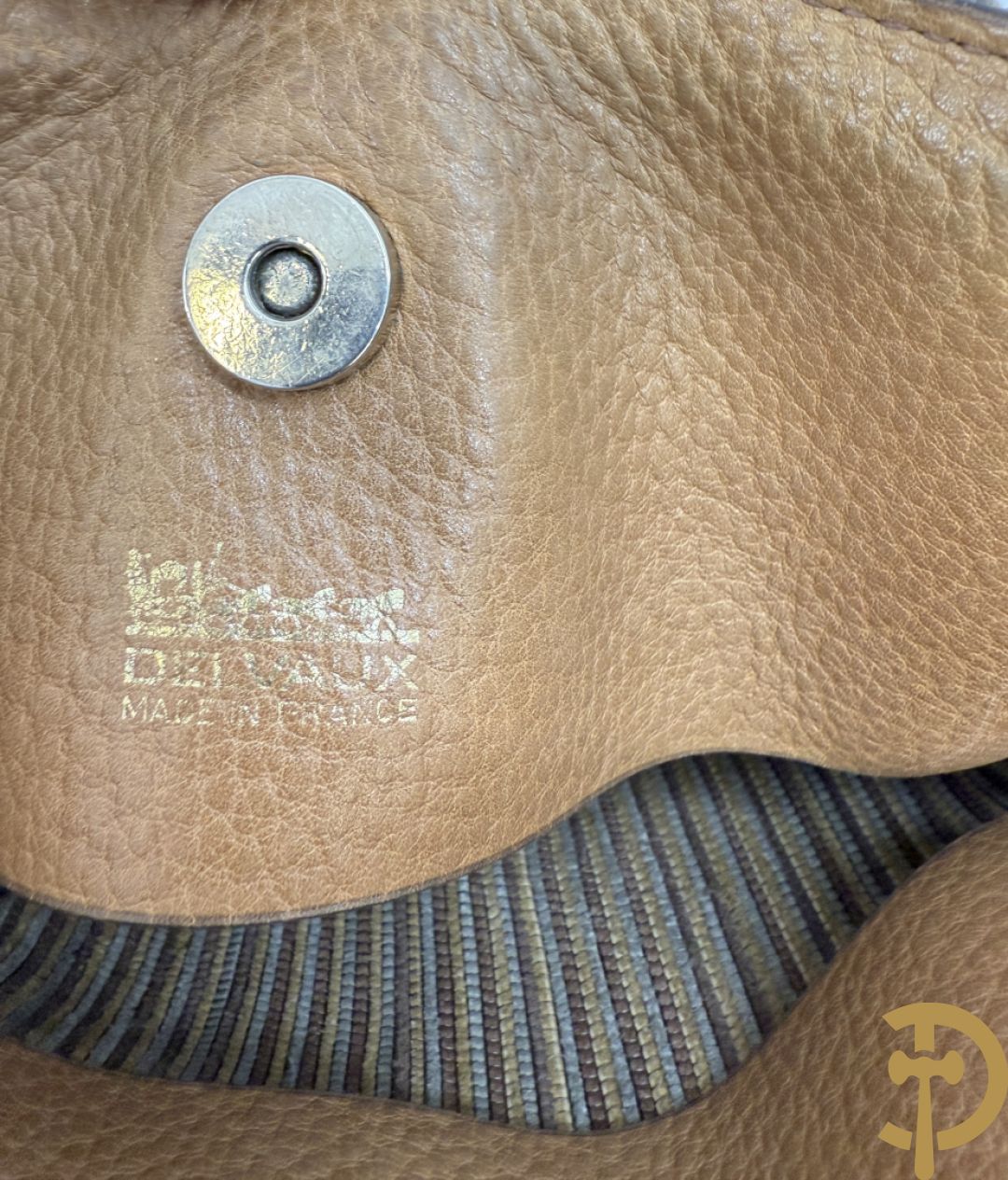 Lederen handtas met bruin getinte kleurstrepen Delvaux, brown toile de cuir