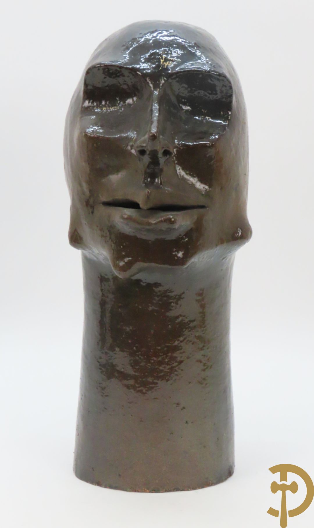 SCHEIRLINCKX Jos getekend - Karaktervol modern geglazuurd keramieken beeld van een hoofd