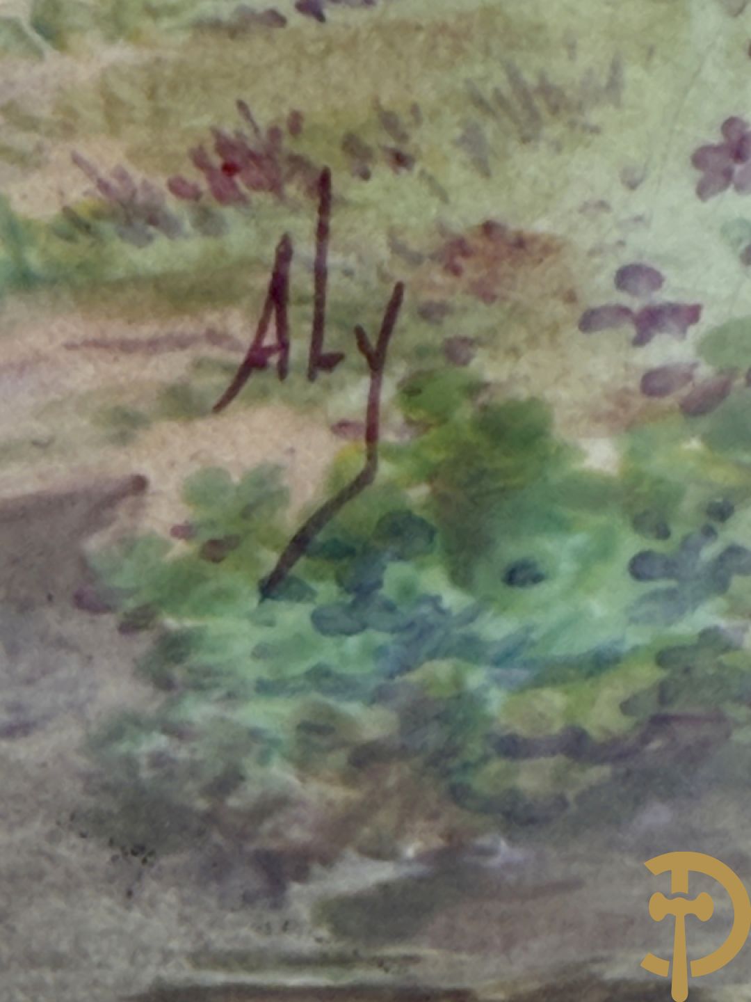 Porseleinen driedelige Sèvres cassolettes met decor van muciserende en dansende personages op groene fond, Aly getekend, gemerkt Sèvres