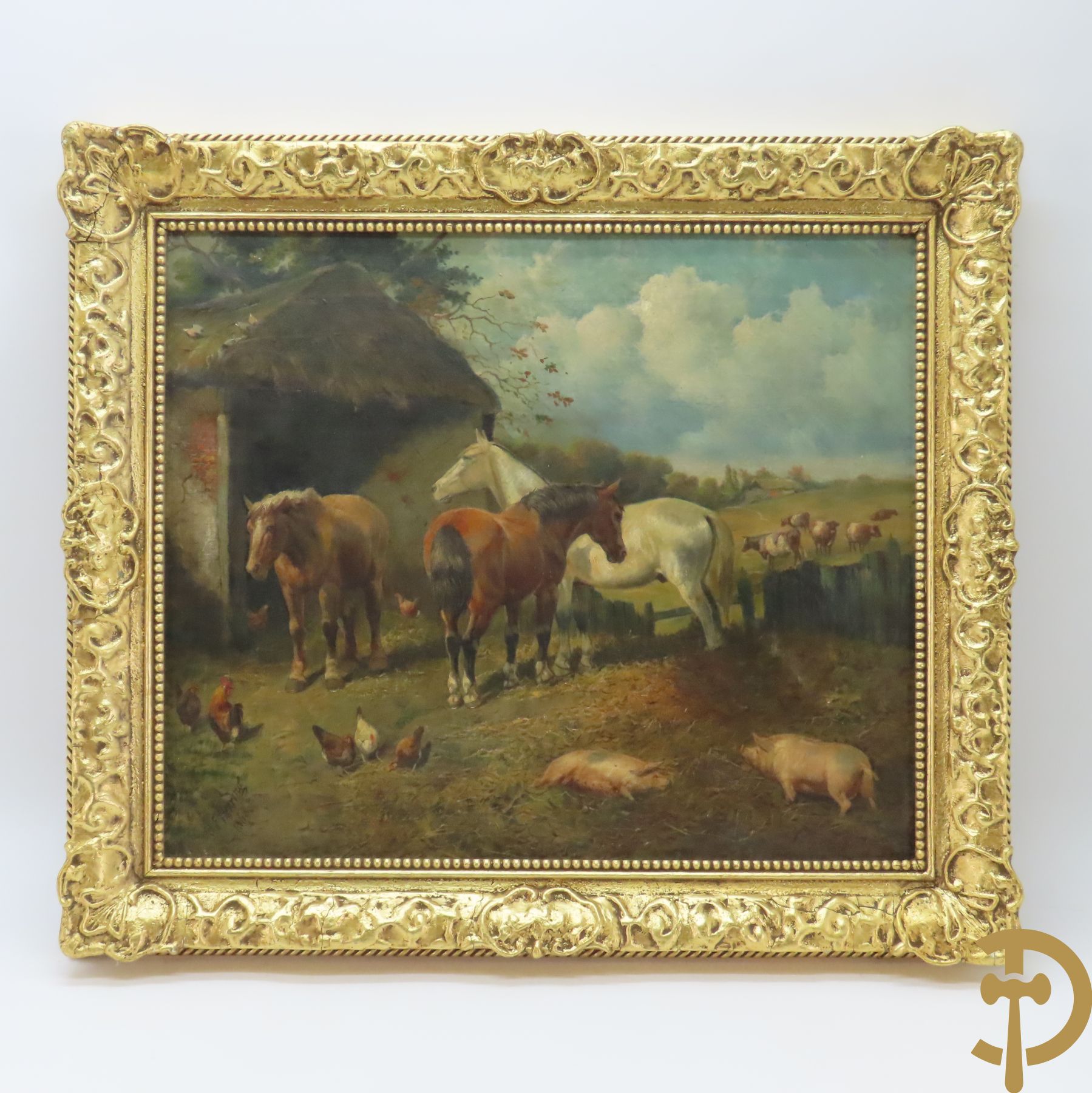 HERRING J.F. get. 1860 'Landschap met verpozende koeien, schapen en varkens' olie op doek herdoekt