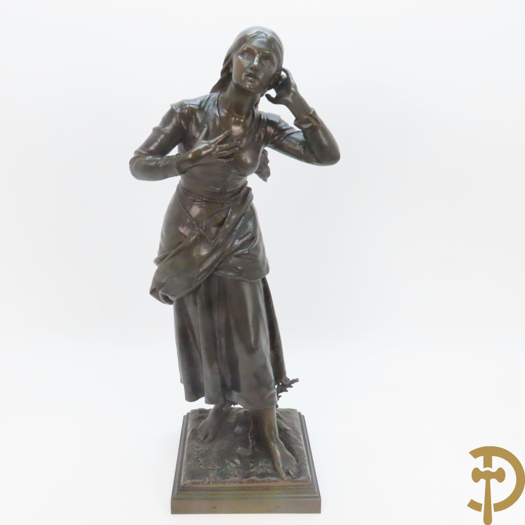 DUMAIGE H. getekend 'Jeanne d'Arc' 19e bronzen beeld