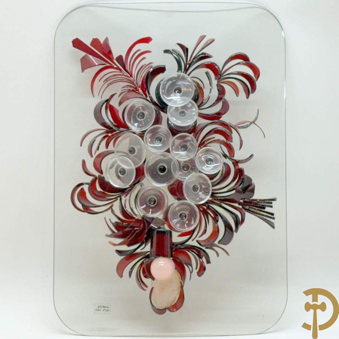 BERRE Gil getekend 1973 - Kunstwerk gemaakt van gekleurde glazen