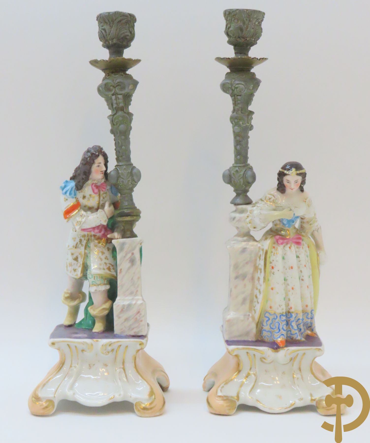 Paar porseleinen kandelaars Vieux Paris, 19e