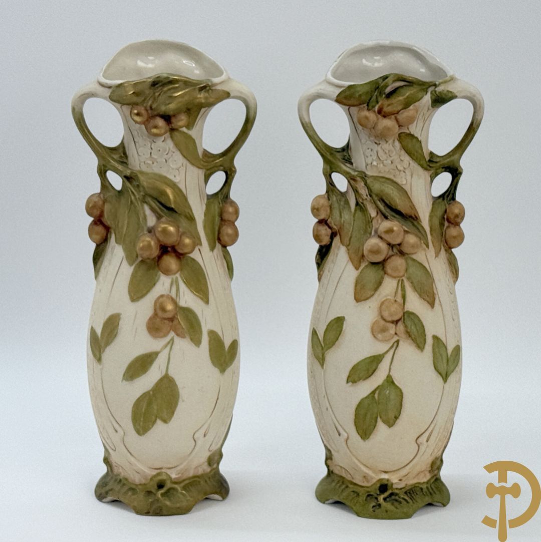 Paar Royal Dux Art Nouveau vazen, nr. 5496