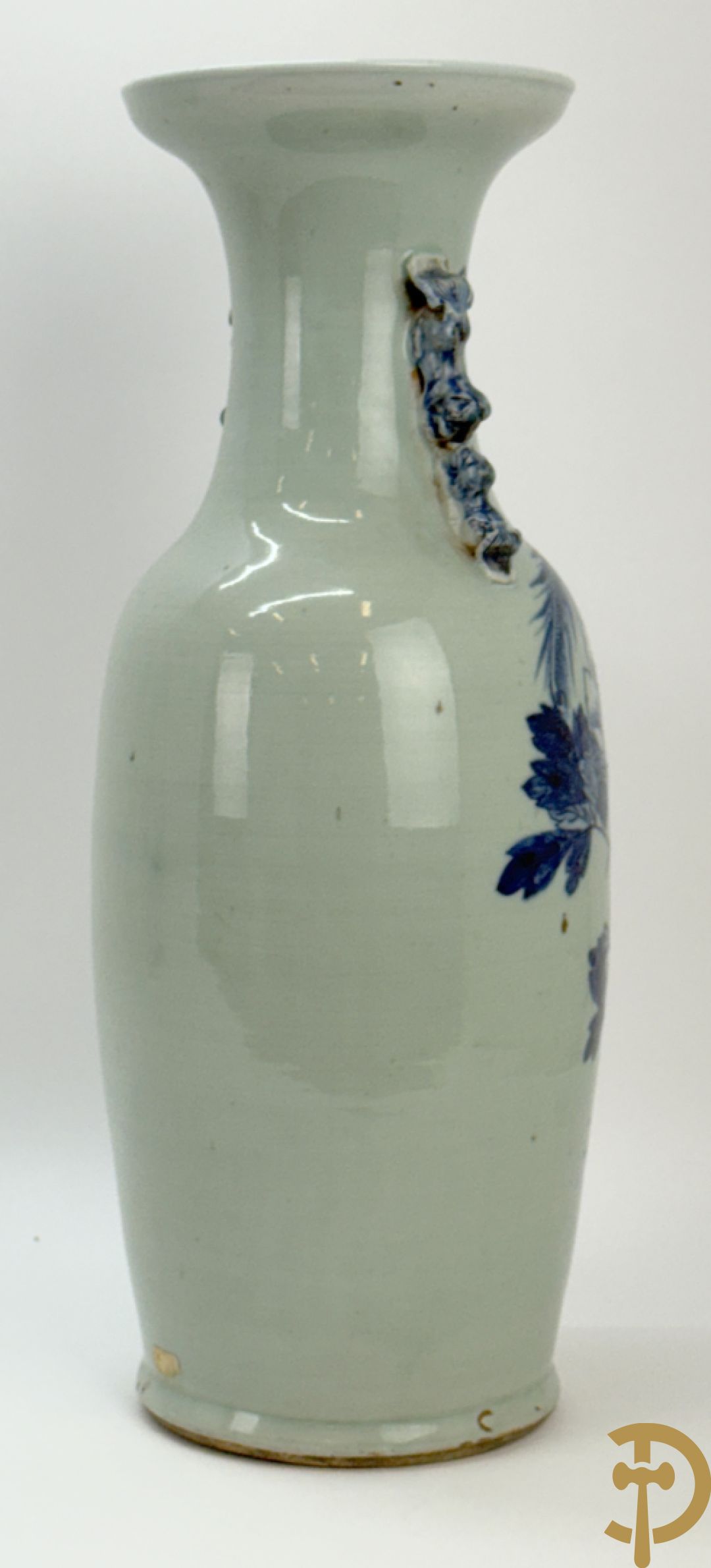 Chinese porseleinen blauw/wit vaas met bloemen en vogeldecor