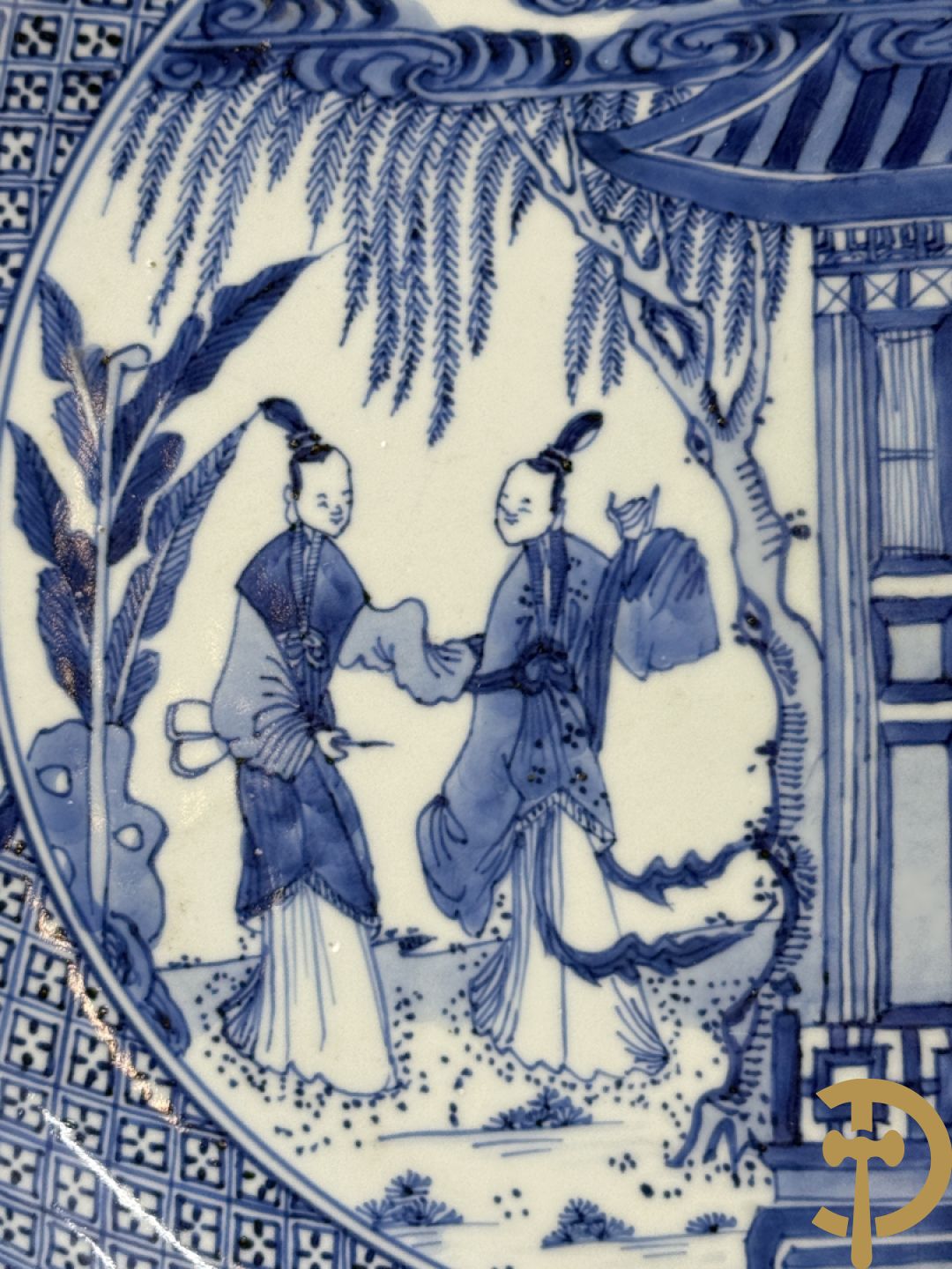 Chinese blauw/wit porseleinen schotel 