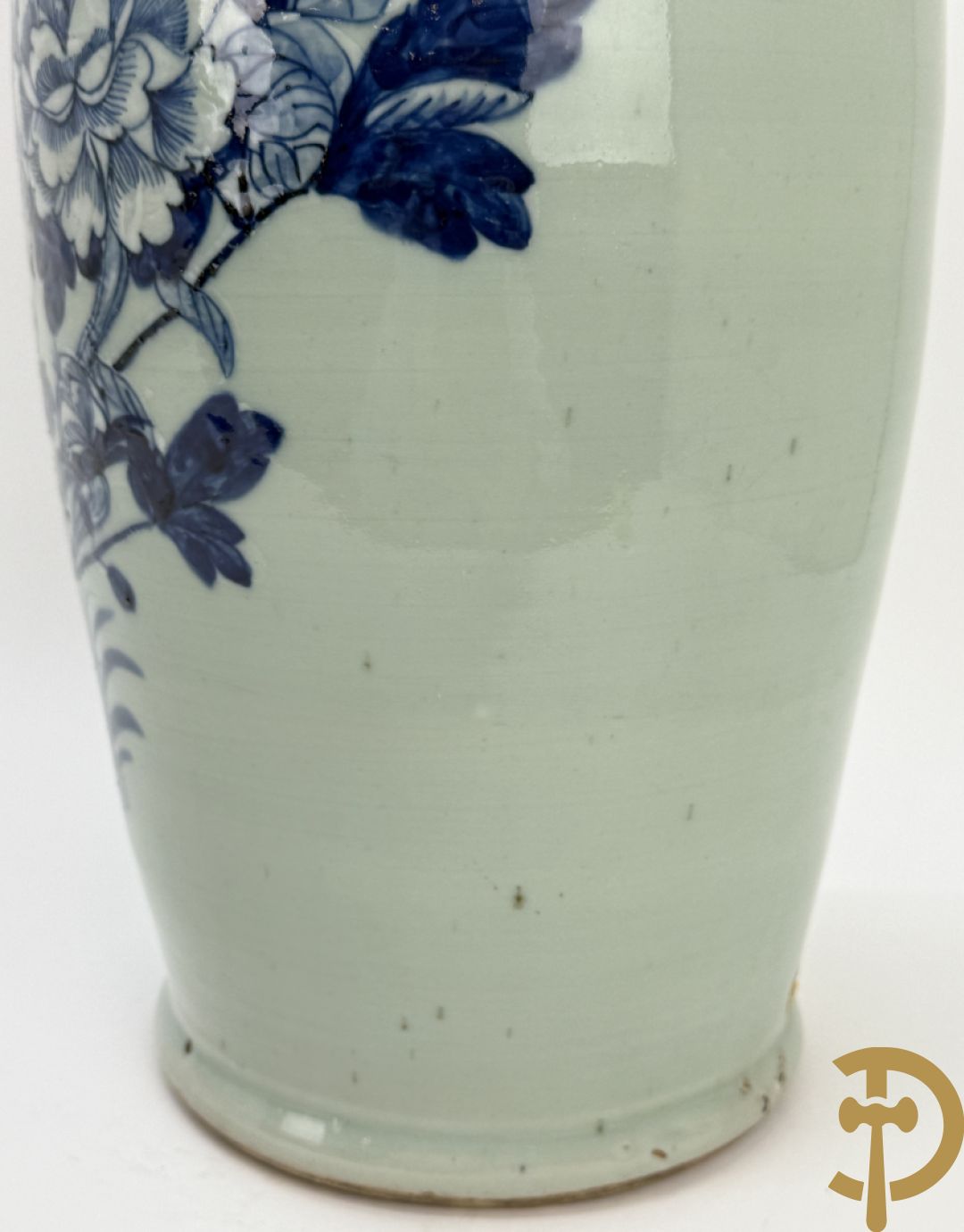 Chinese porseleinen blauw/wit vaas met bloemen en vogeldecor