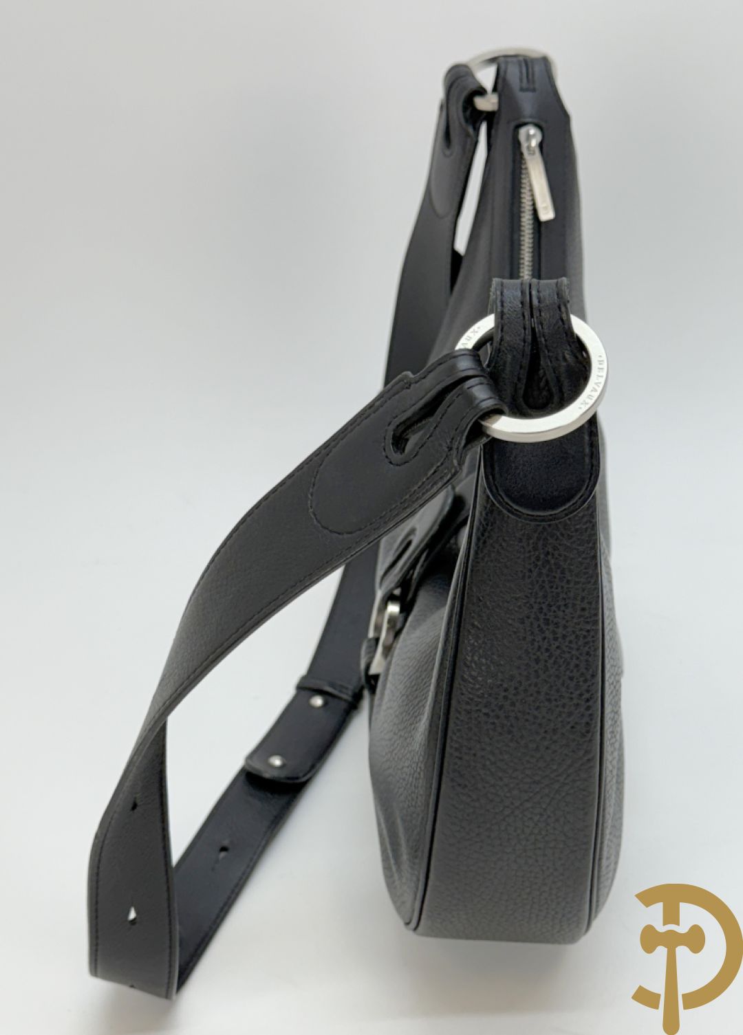 Bruine en zwart lederen handtas Delvaux + boek van Delvaux met documentatie