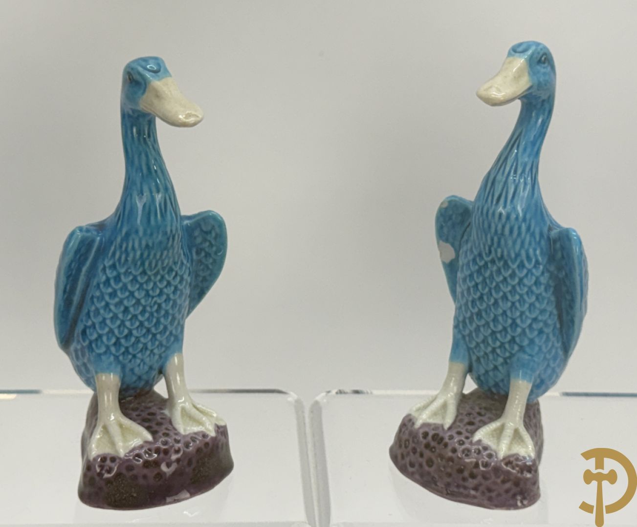 Vier paar porseleinen eenden + vaasje