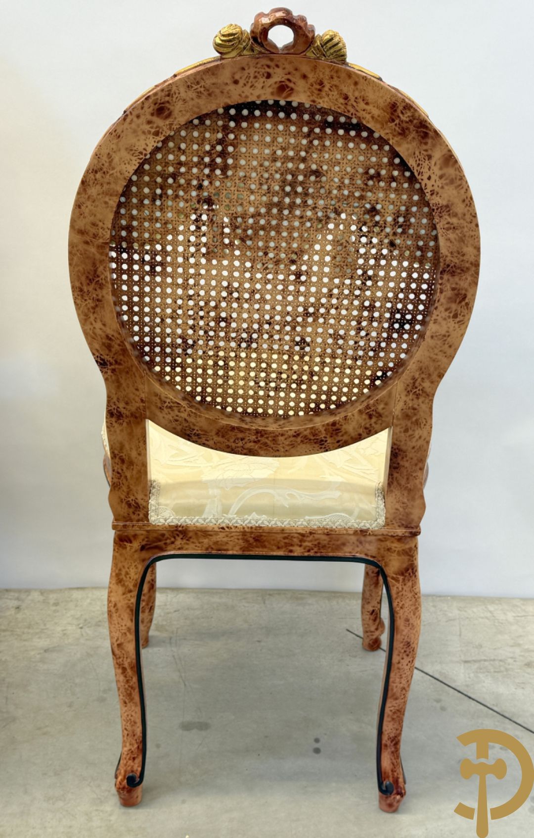 Set van 4 ovale medaillonstoelen in marbré effect met Louis XVI strik