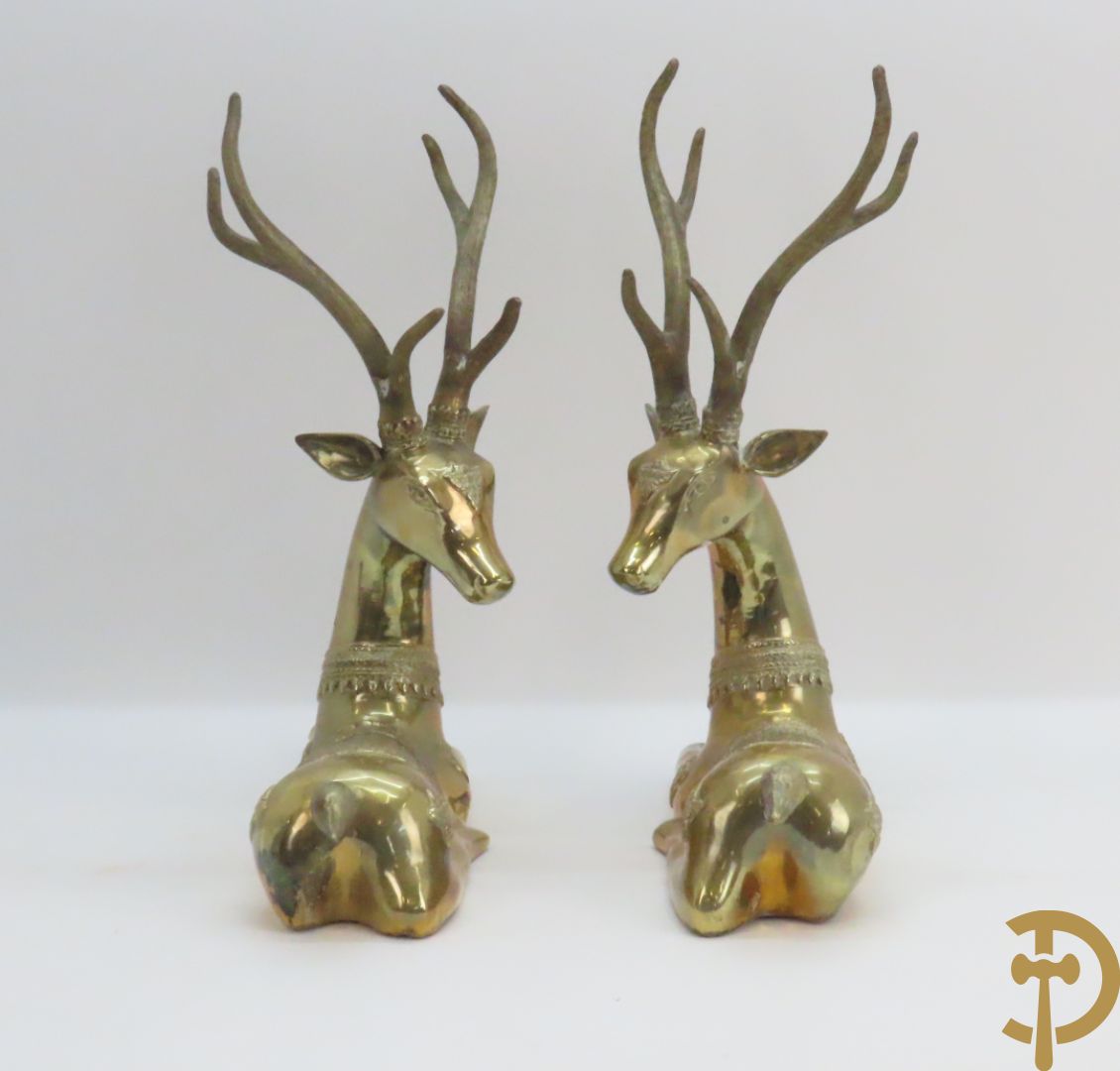 Paar koperen liggende herten