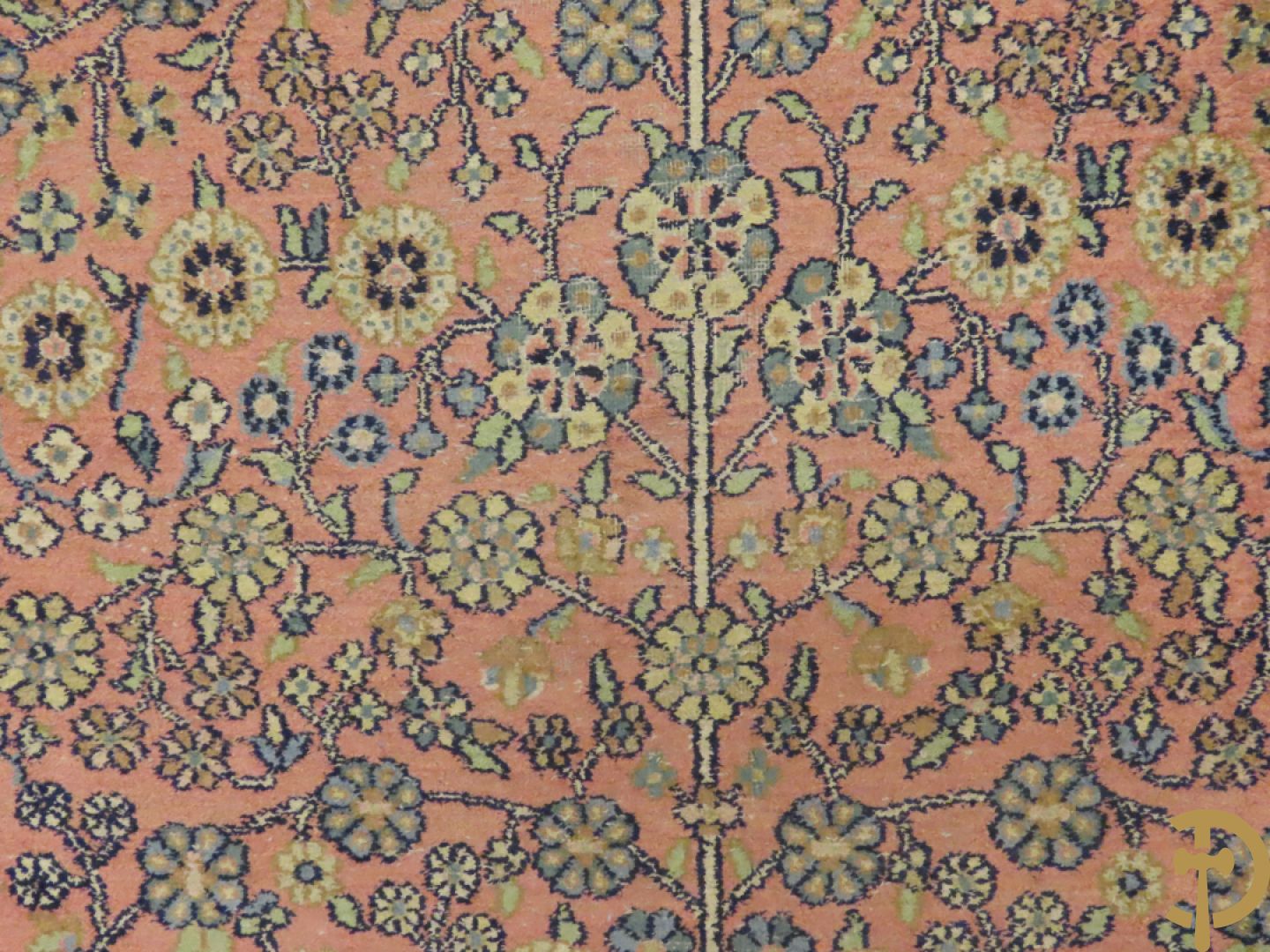 Oosters handgeknoopte loper zijde op katoen met amfoor en bloemenmotieven