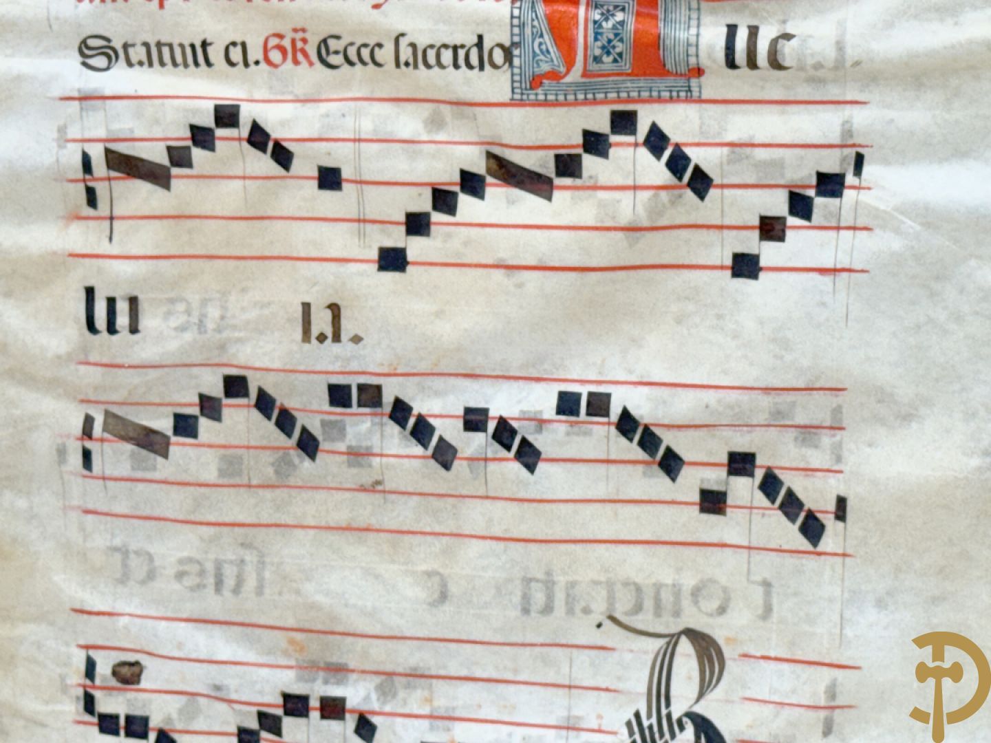 Perkamenten uittreksel uit een gezangenboek met Latijnse gekaligrafeerde letter