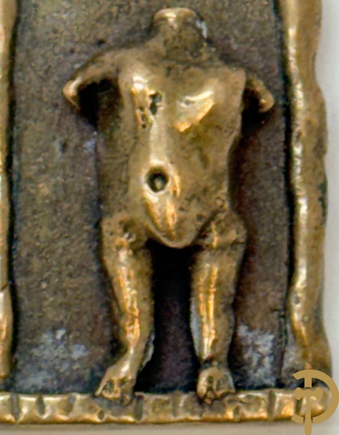 VERMEERSCH J. getekend 1971 - Bronzen hanger met typisch mannetje - Uniek exemplaar met duimafdruk