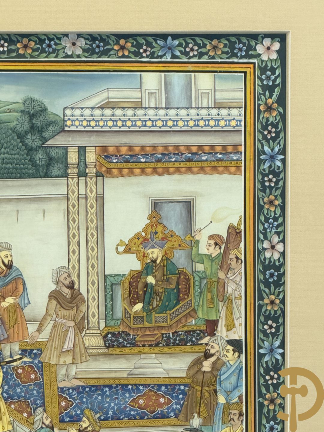 Drie Indische handgekleurde, geaquarelleerde en geanimeerde scènes