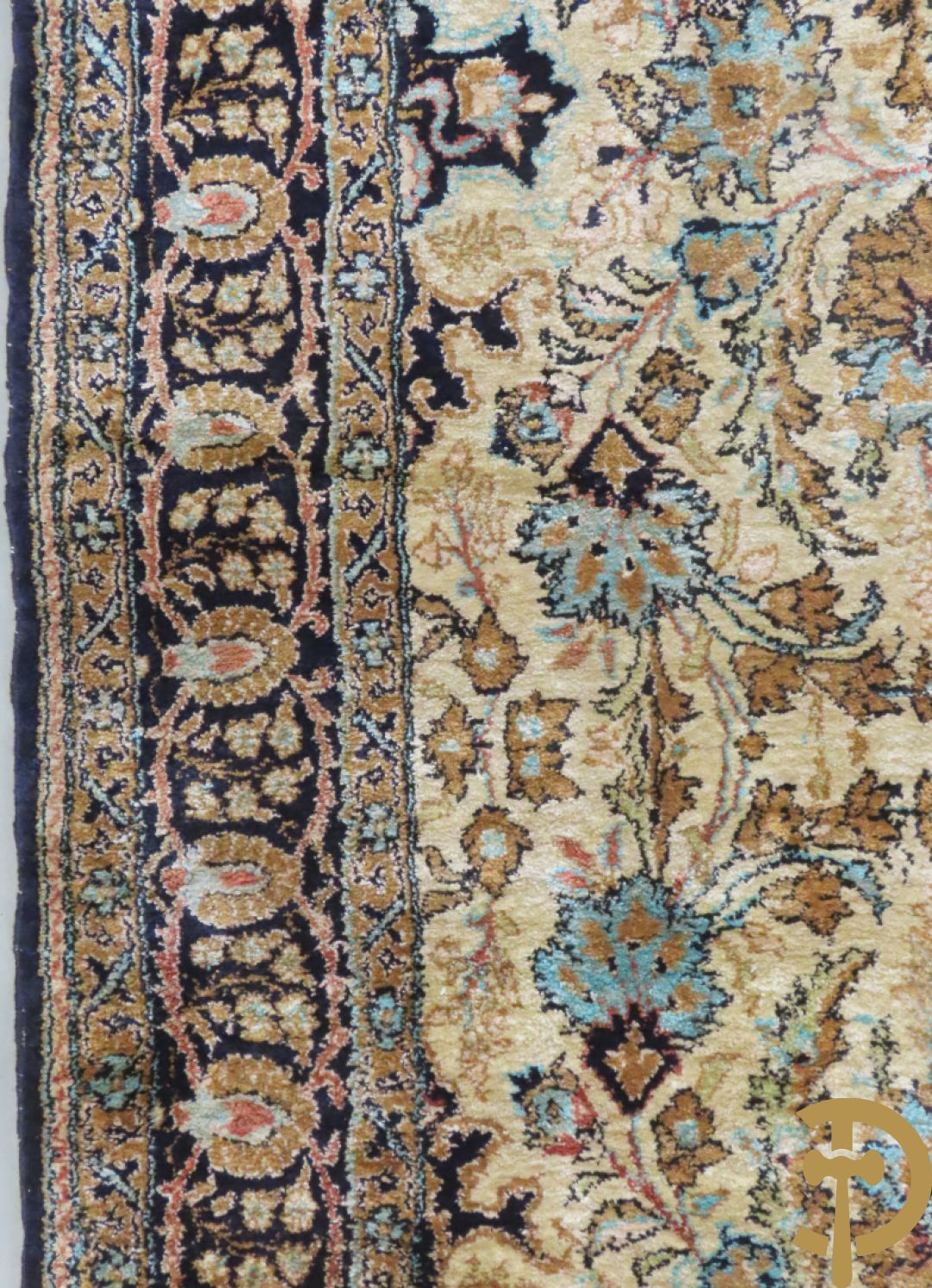 Oosters handgeknoopt tapijt zijde op zijde, Ghoum