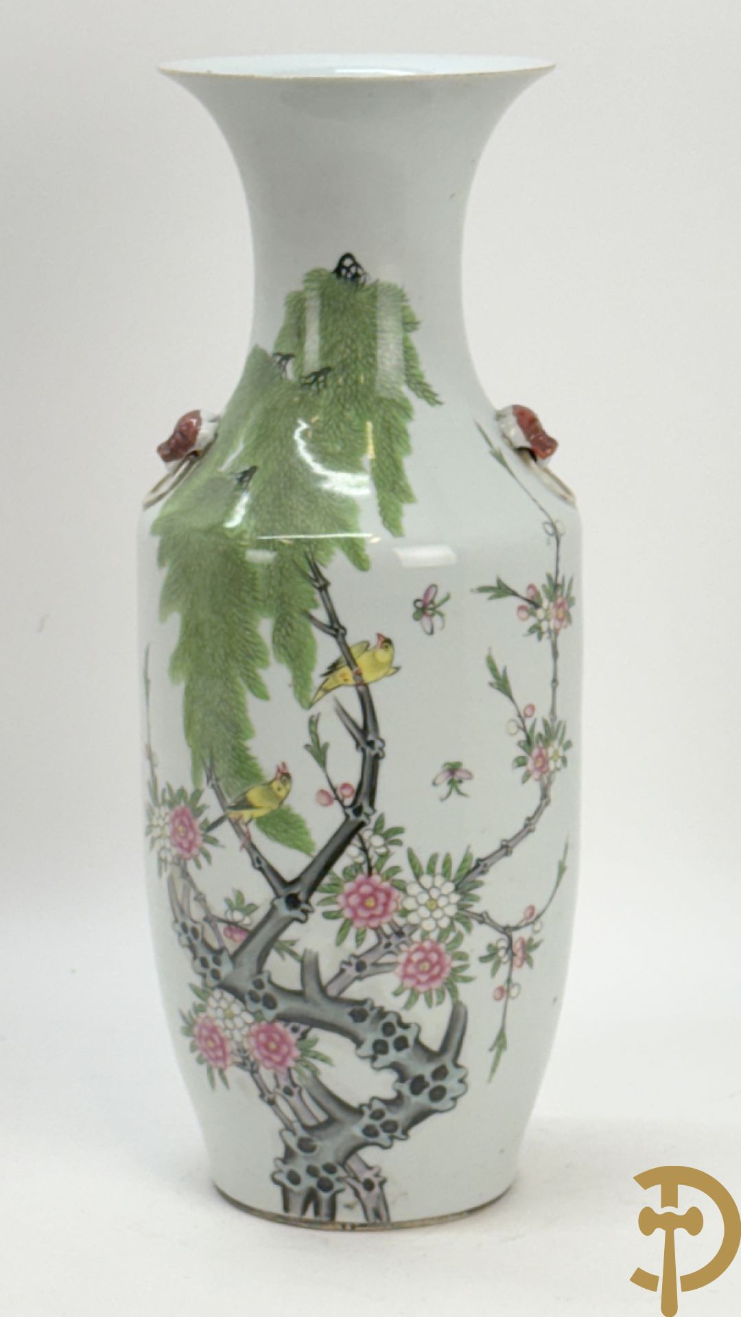 Chinese porseleinen vaas met decor van bloemen en vogels