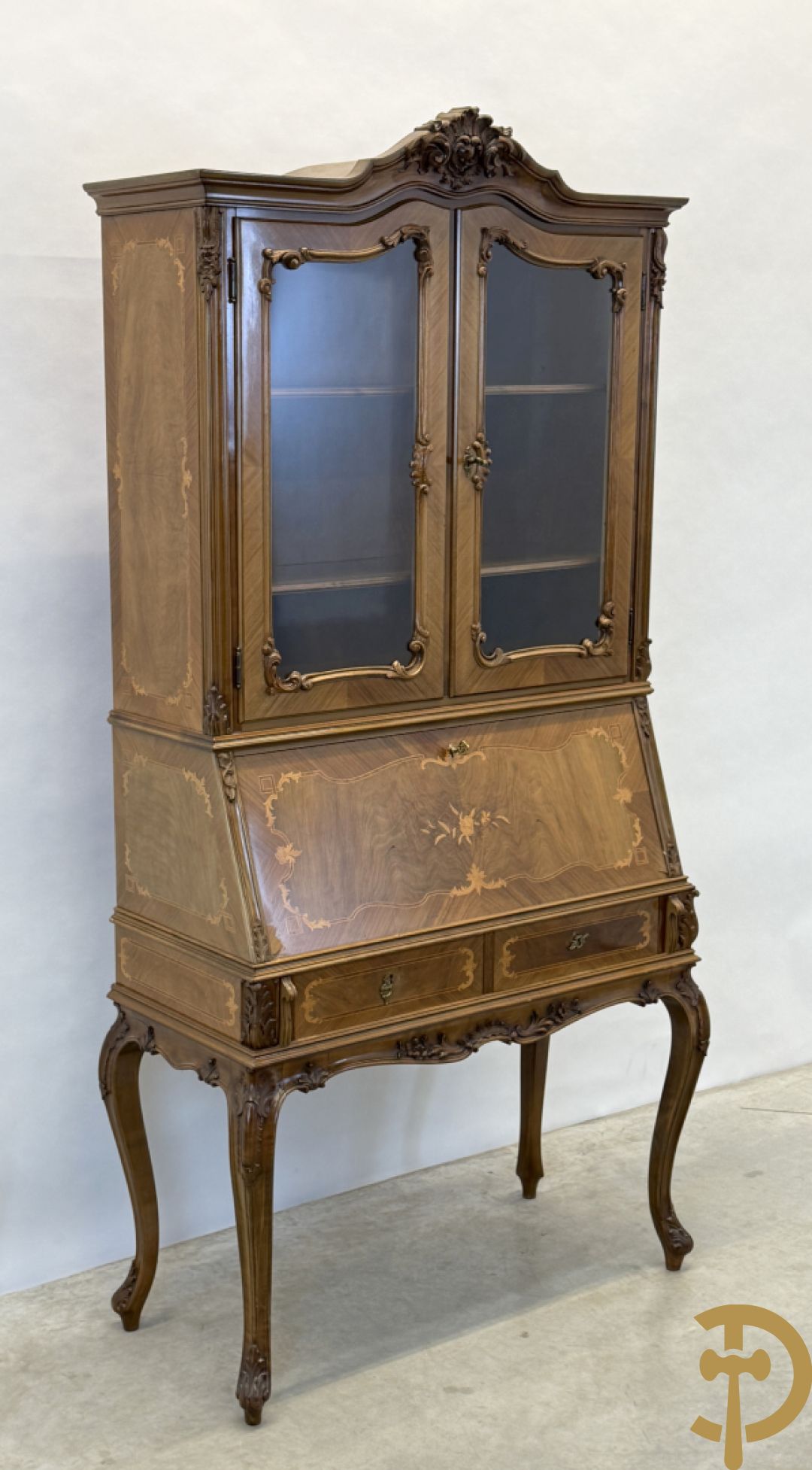 Notelaren secretaire met vitrine, Louis XV