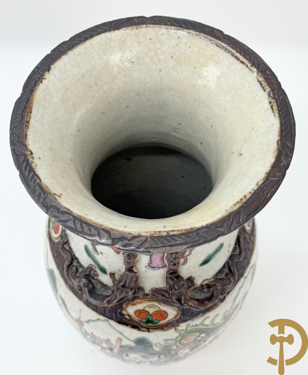 Paar Nankin vazen met krijgerdecor