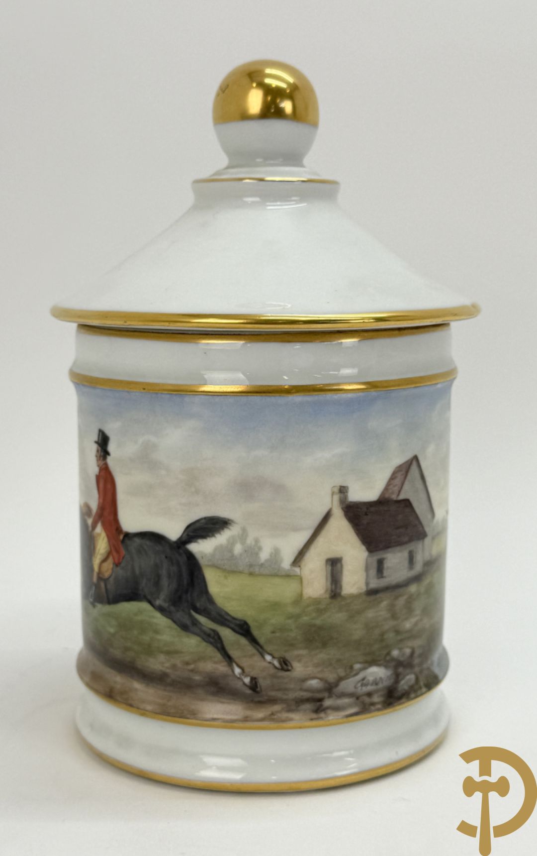 Milieu de table in porselein met bloemendecor + geajoureerde porseleinen Limoges coupe + porseleinen vaasje met cupido